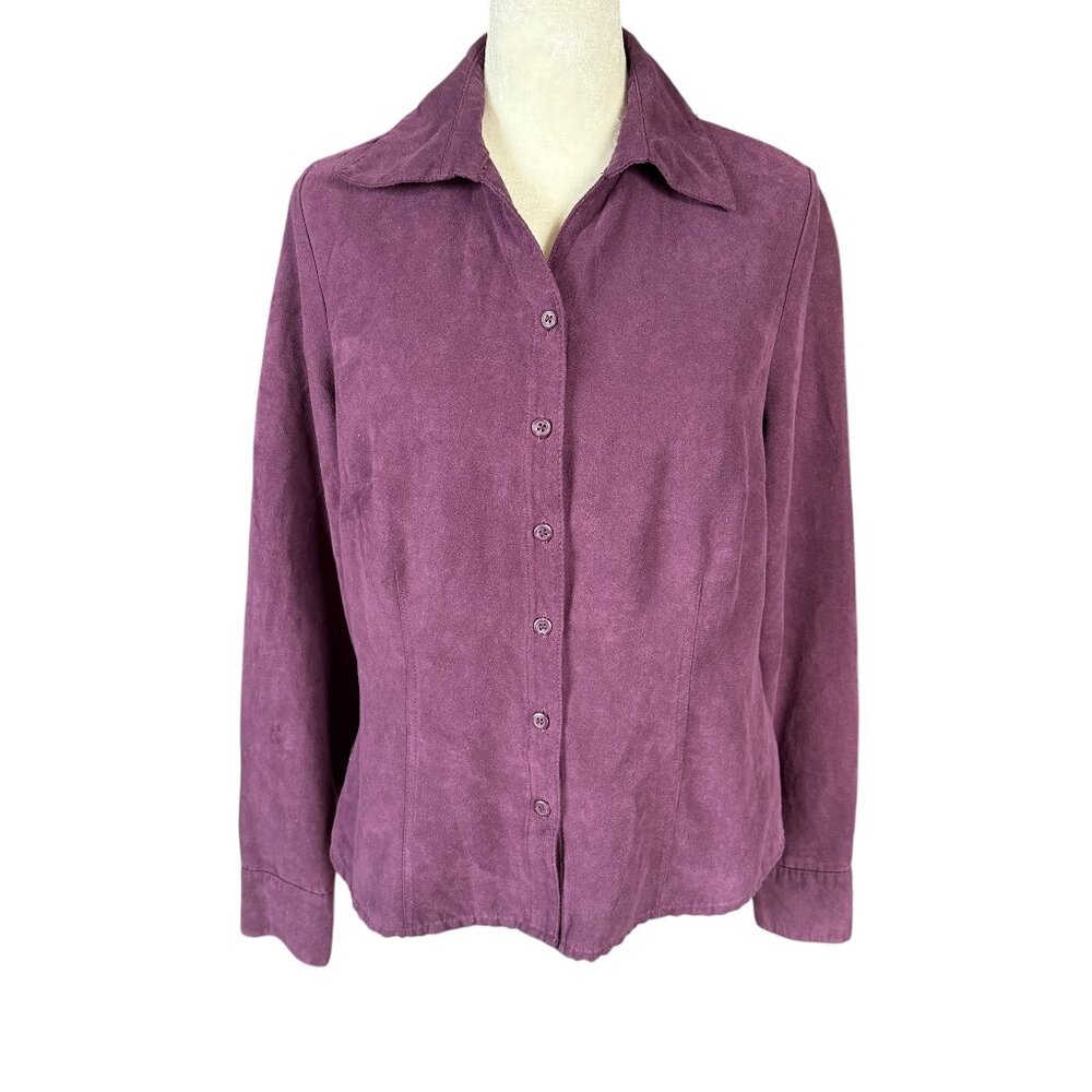Sonoma women's shirt jacket plum long sleeve collared button down size small